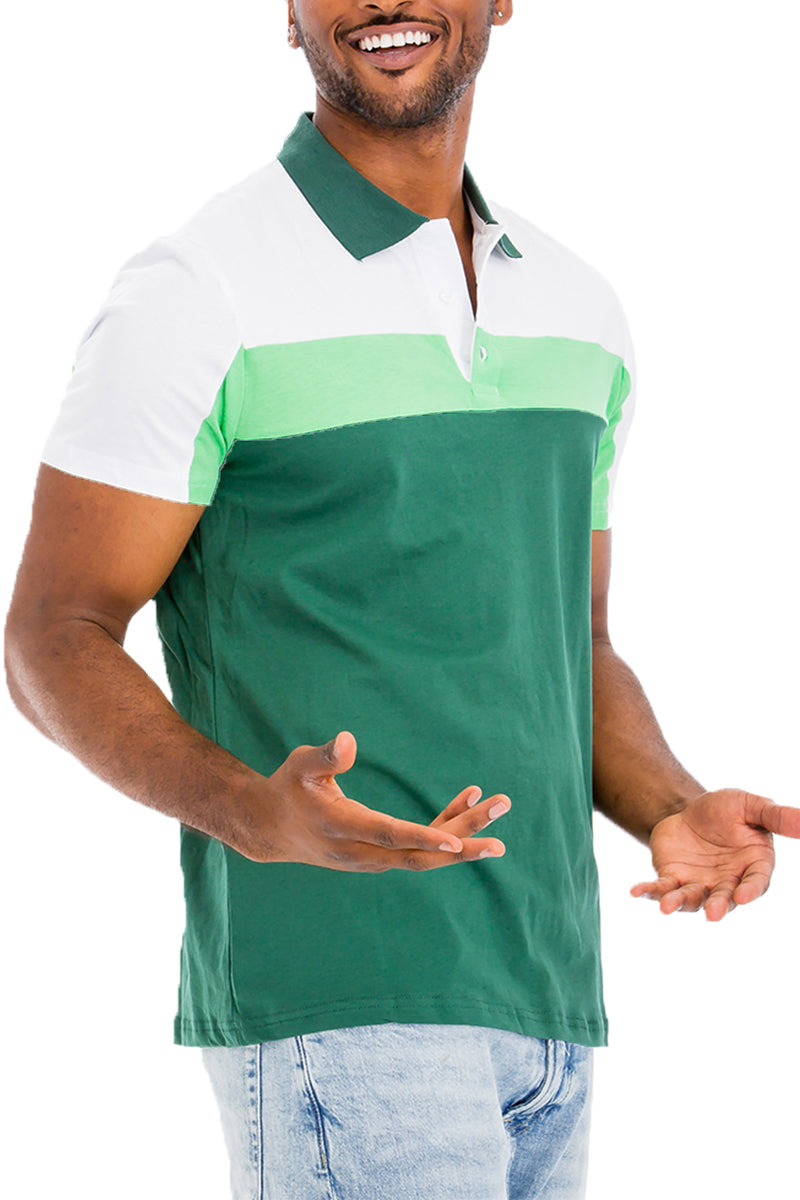 TADAJ Heritage Polo Shirt in green, light green, and white, crafted for durability and classic everyday fashion.